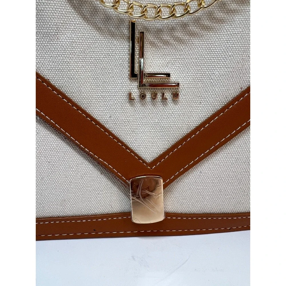 Loulu Women's Handbag Purse Crossbody‎ Beige and Camel